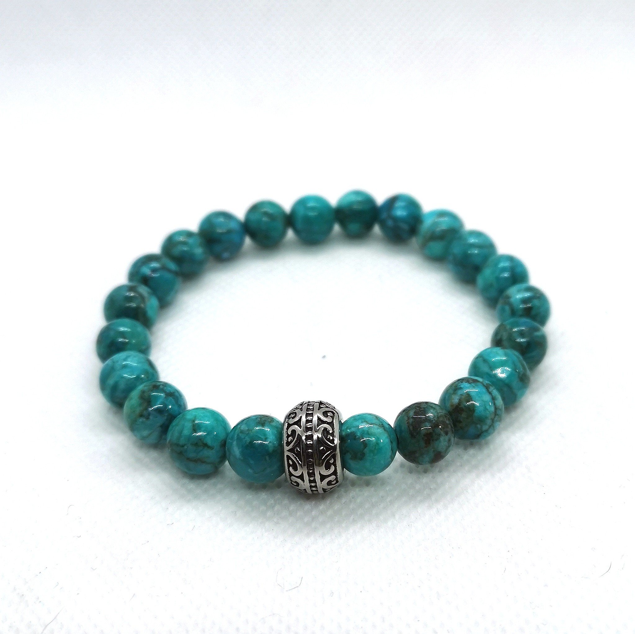 Pulsera Turquesa Africana con acero labrado