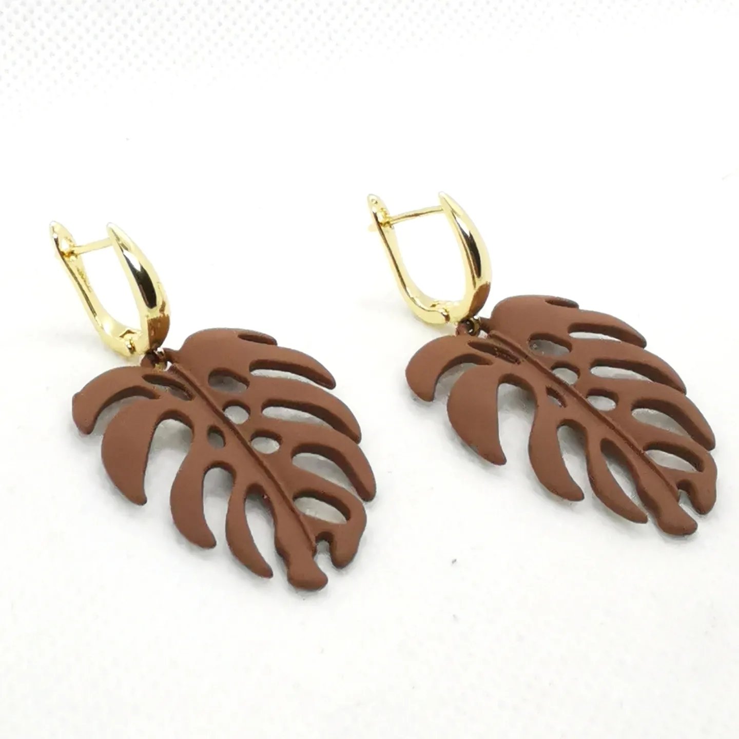 Caravanas Montsera Café (gold-filled) - Imagen 2