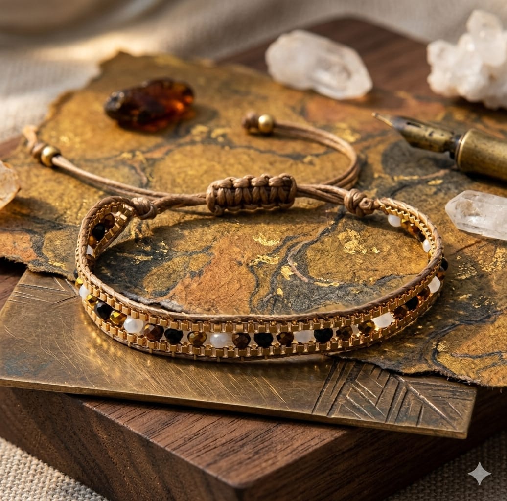 Pulsera Gipsy en tostado caramelo y dorado - Imagen 2