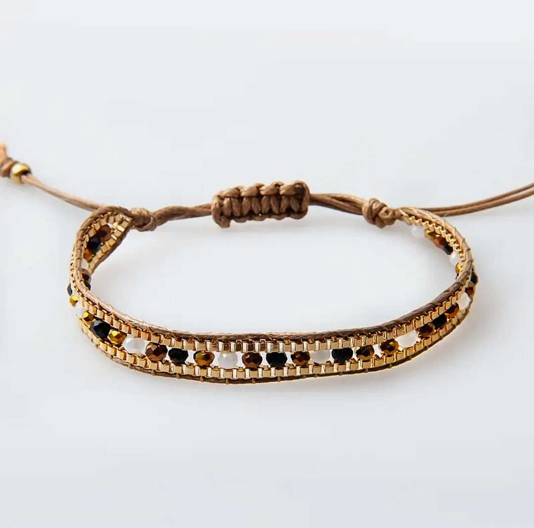 Pulsera Gipsy en tostado caramelo y dorado