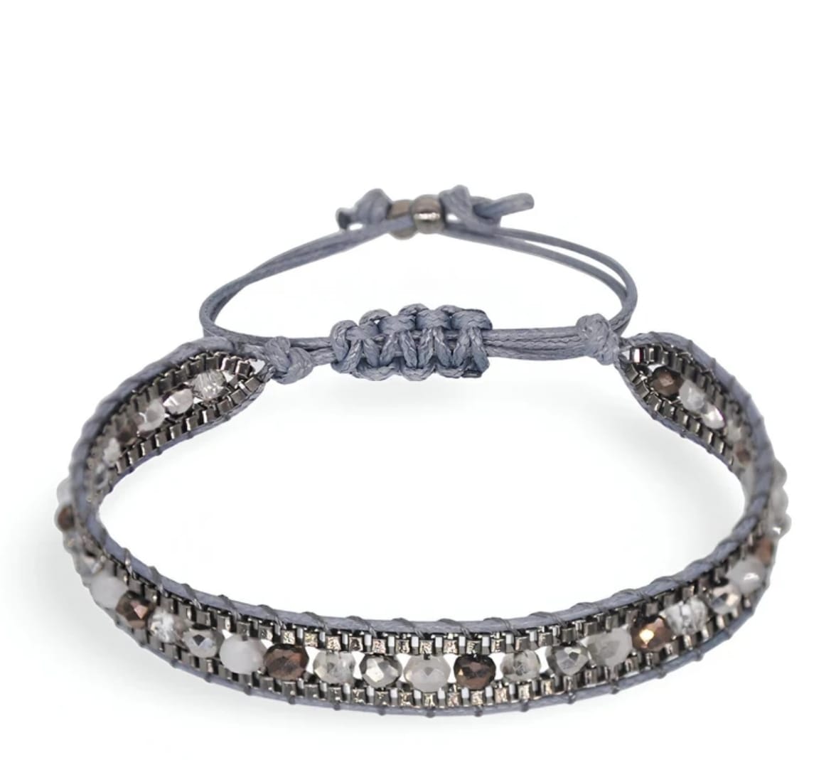 Pulsera Gipsy en plateado y gris