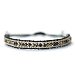 Pulsera Gipsy en negro, plateado y tornasolado