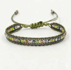 Pulsera Gipsy en verde, dorado y tornasolado